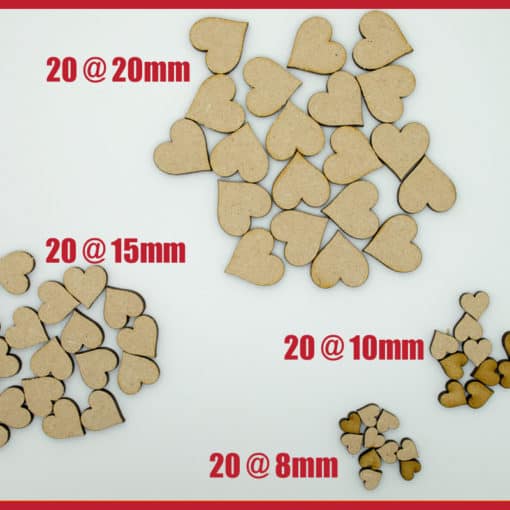 Mini MDF Hearts - Mixed Pack of 60